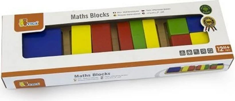 Puzzle me blloqe druri fraksione, Viga, Fractions, 30 x 7.5 x 3 cm, shumëngjyrëshe