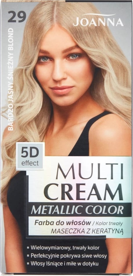 Ngjyrë për flokë Joanna Multi Cream Metallic Color 29 për femra Bardh shumë i hapur metalik 1 copë