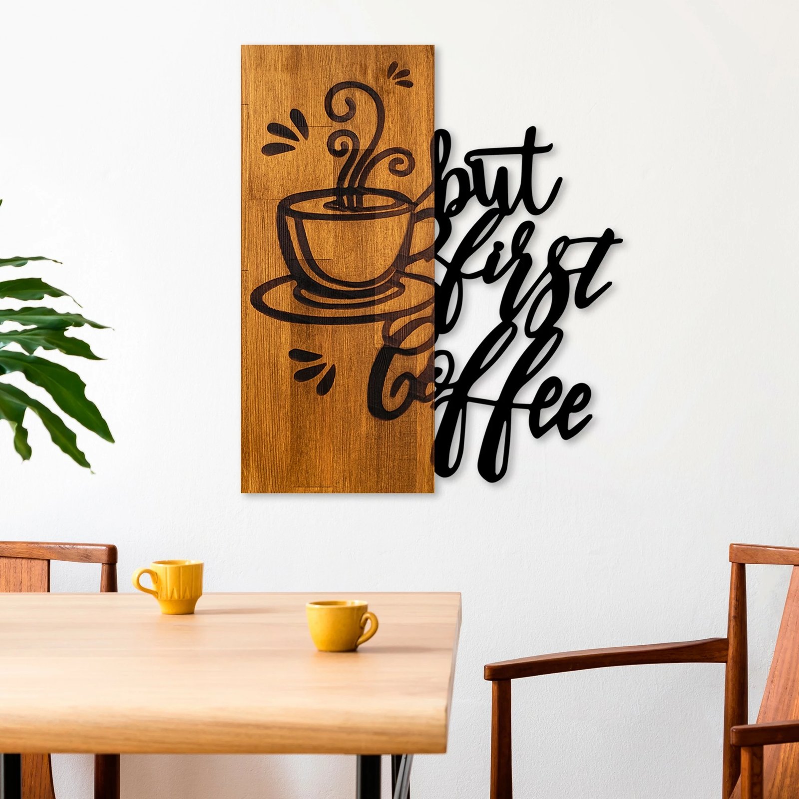 Aksesor dekorativ muri prej druri, Wallity, Coffee First