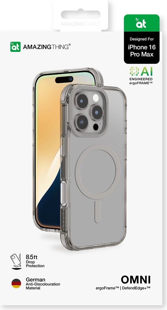 Mbështjellës AmazingThing Omni Mag Case për iPhone 16 Pro Max, Gri