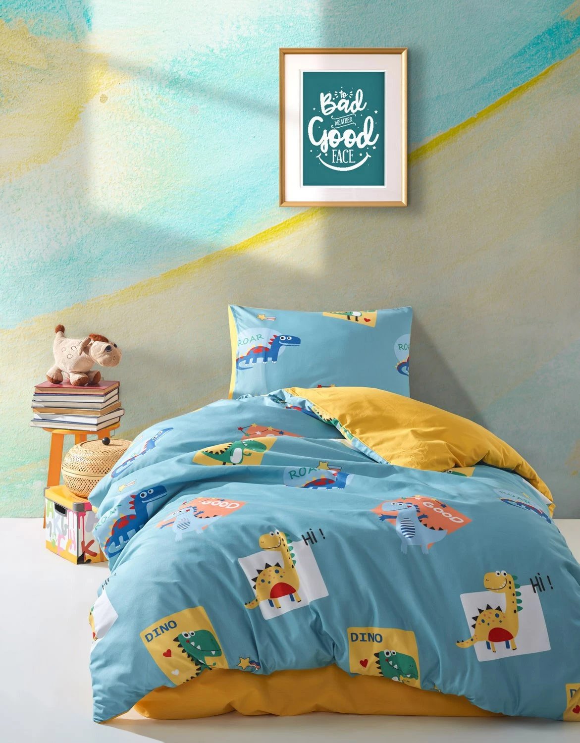 Set mbulesë për jorgan, njësh, Good Dino, ngjyrë e gjelbër