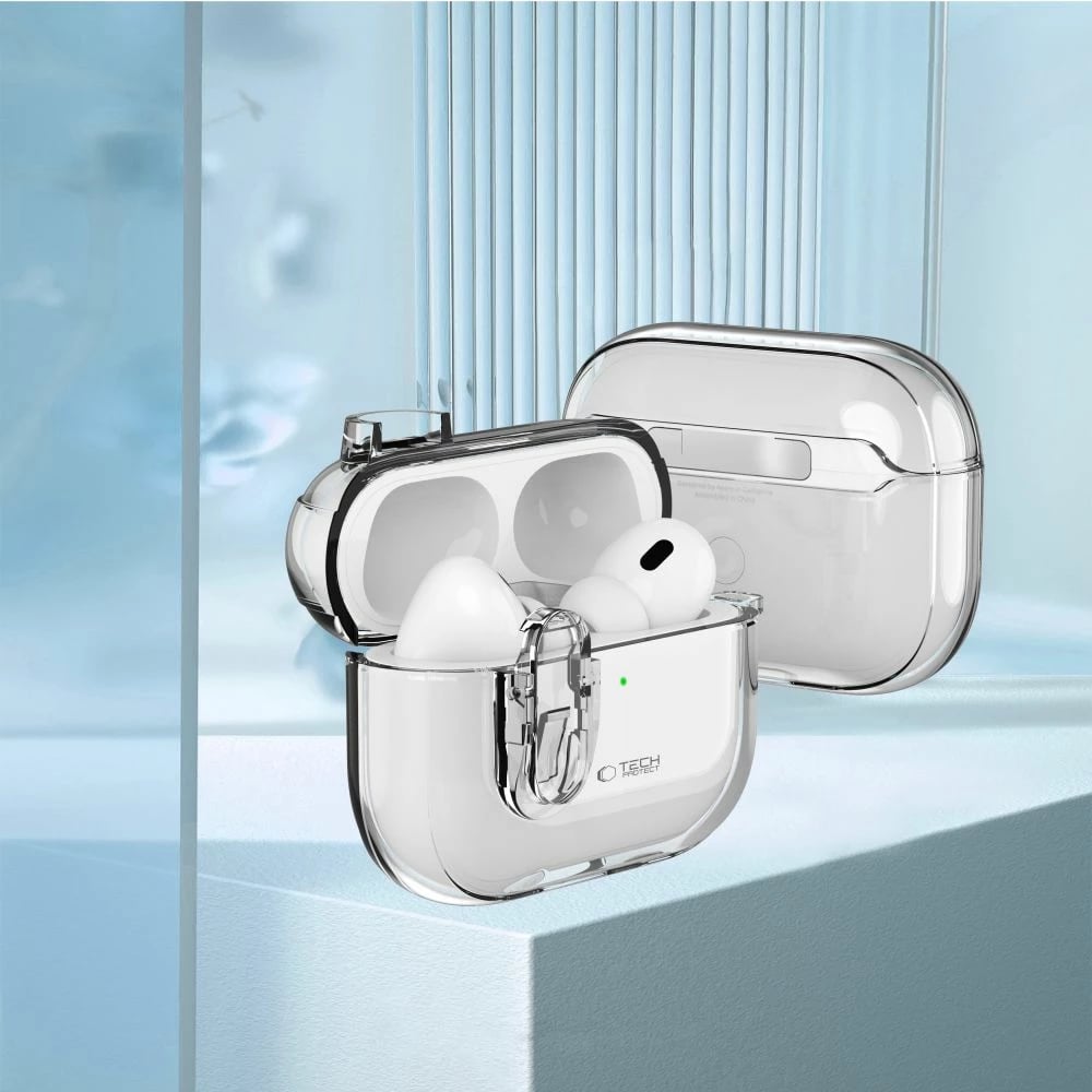 Mbështjellës Tech-Protect Slim Hook për AirPods 1/2, Transparent