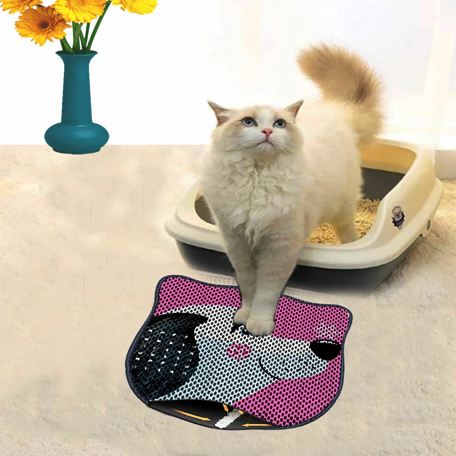 Tapet për rërë mace, shumëngjyrësh, Paws & Whiskers, Kdkafa0212, 40x50cm