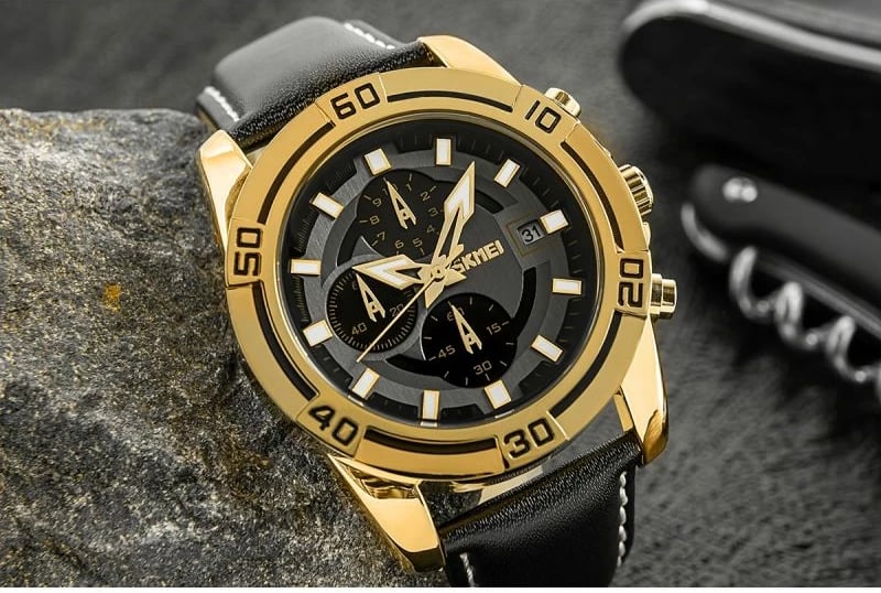 Orë dore për meshkuj Skmei, e zezë