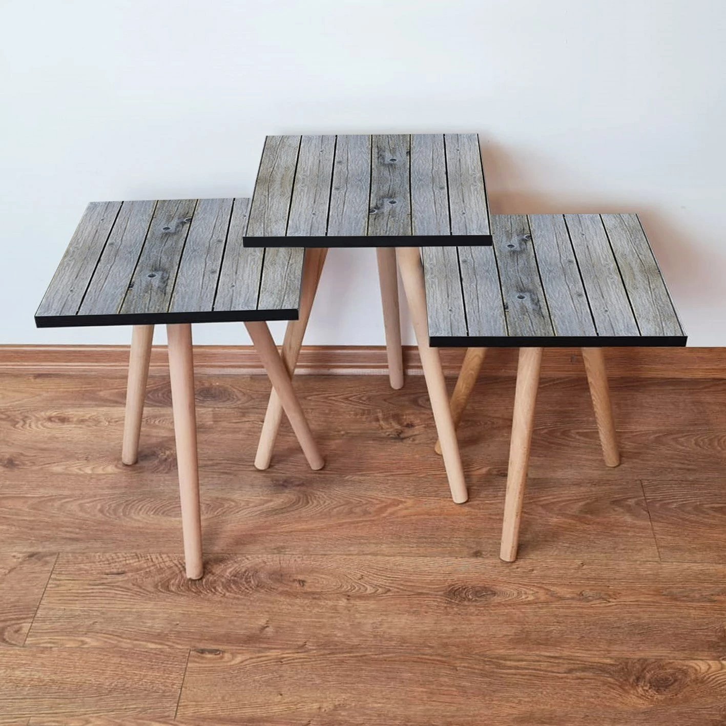 Set tavolinash ndihmëse (3 copë), Skye Decor, 3Shp363, ngjyrë gri