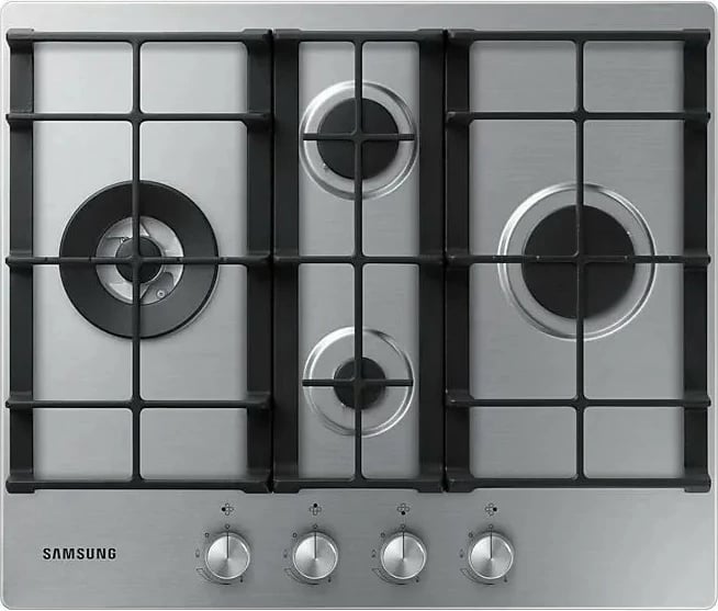 Pianurë gazi e inkastruar, Samsung NA64H3041BS/L1, 4 djegës, 10.3 kW, ndezje elektrike, grila gize, mbajtëse Wok, argjendtë Inox