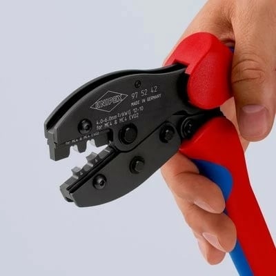 Vegël krimpimi Knipex PreciForce MC4/EVO2, doreza kuqe/blu