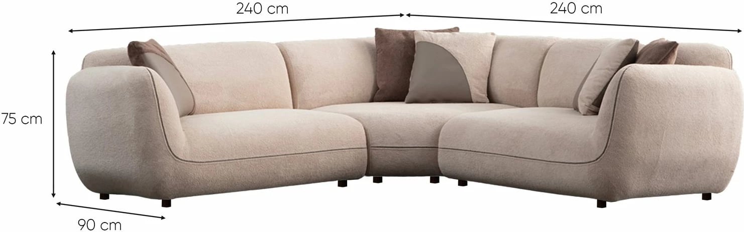 Këndare Pavia, kënd 3 pjesësh, ngjyrë krem, Atelier del Sofa