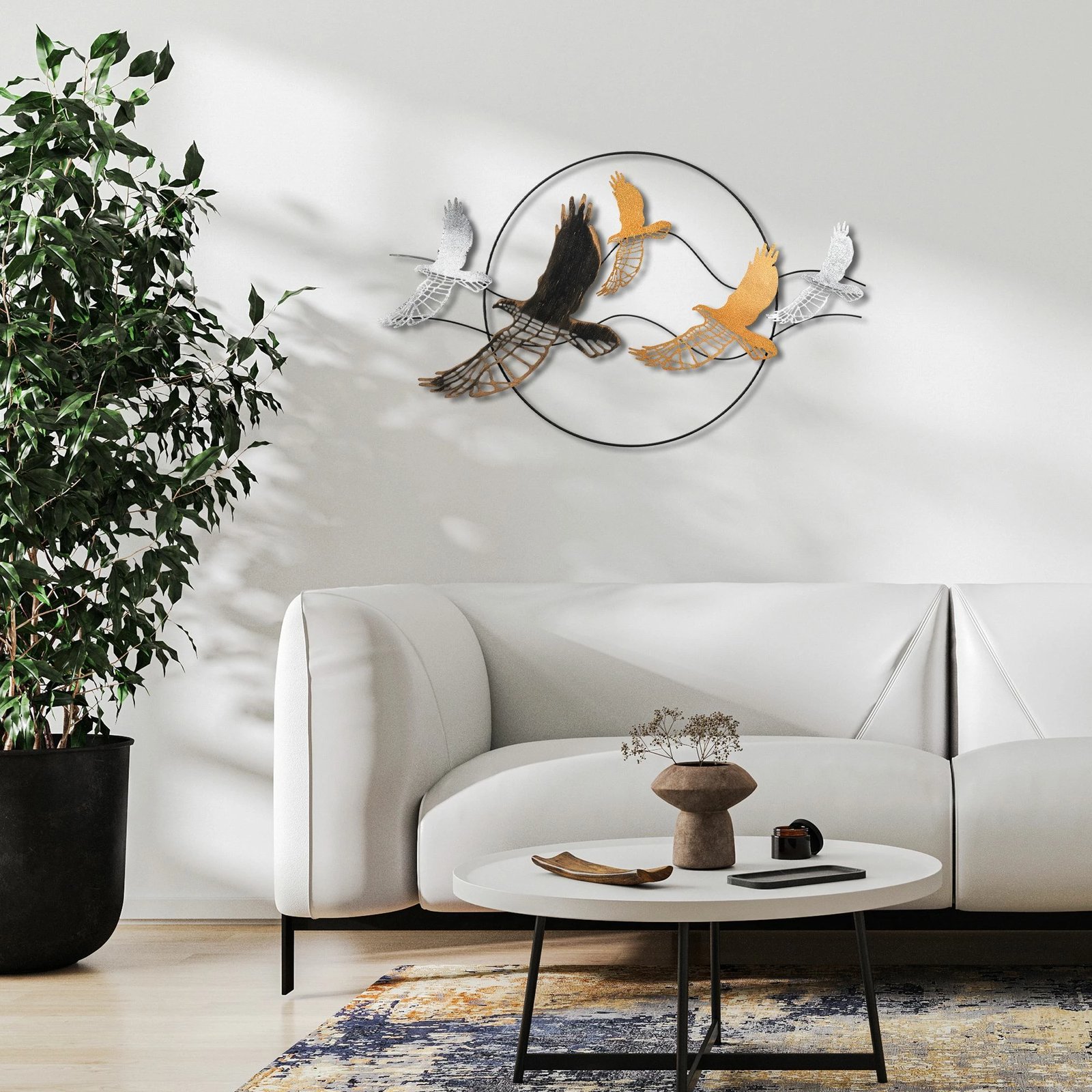 Aksesor dekorativ metalik për mur, Wallity, Bys-185-B, shumëngjyrësh, 91x55x4cm