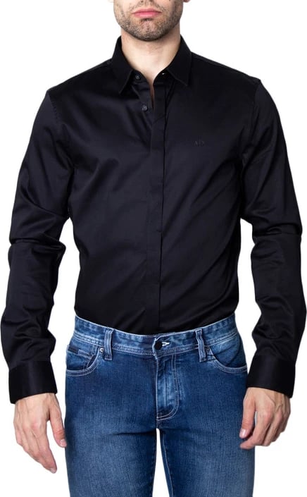 Këmishë për meshkuj Armani Exchange, e zezë