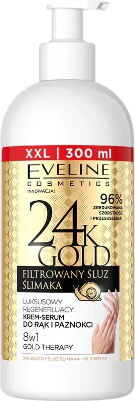 Krem-serum për duar Eveline Cosmetics 24K Gold Luxury Regenerating, 300ml