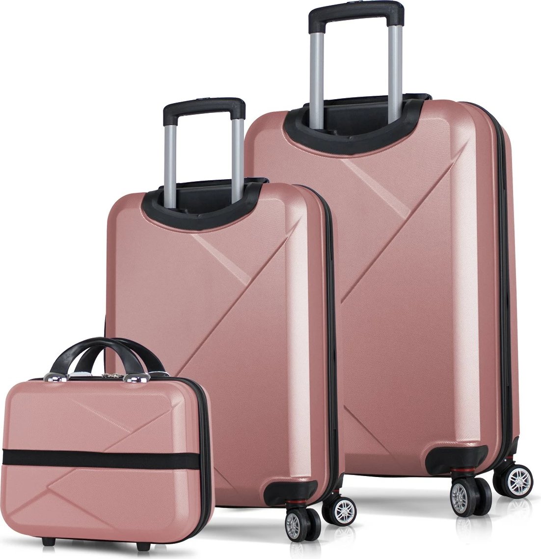 Set valixhesh (3 copë), ngjyrë rozë e artë, Zoozie Bags, 8367