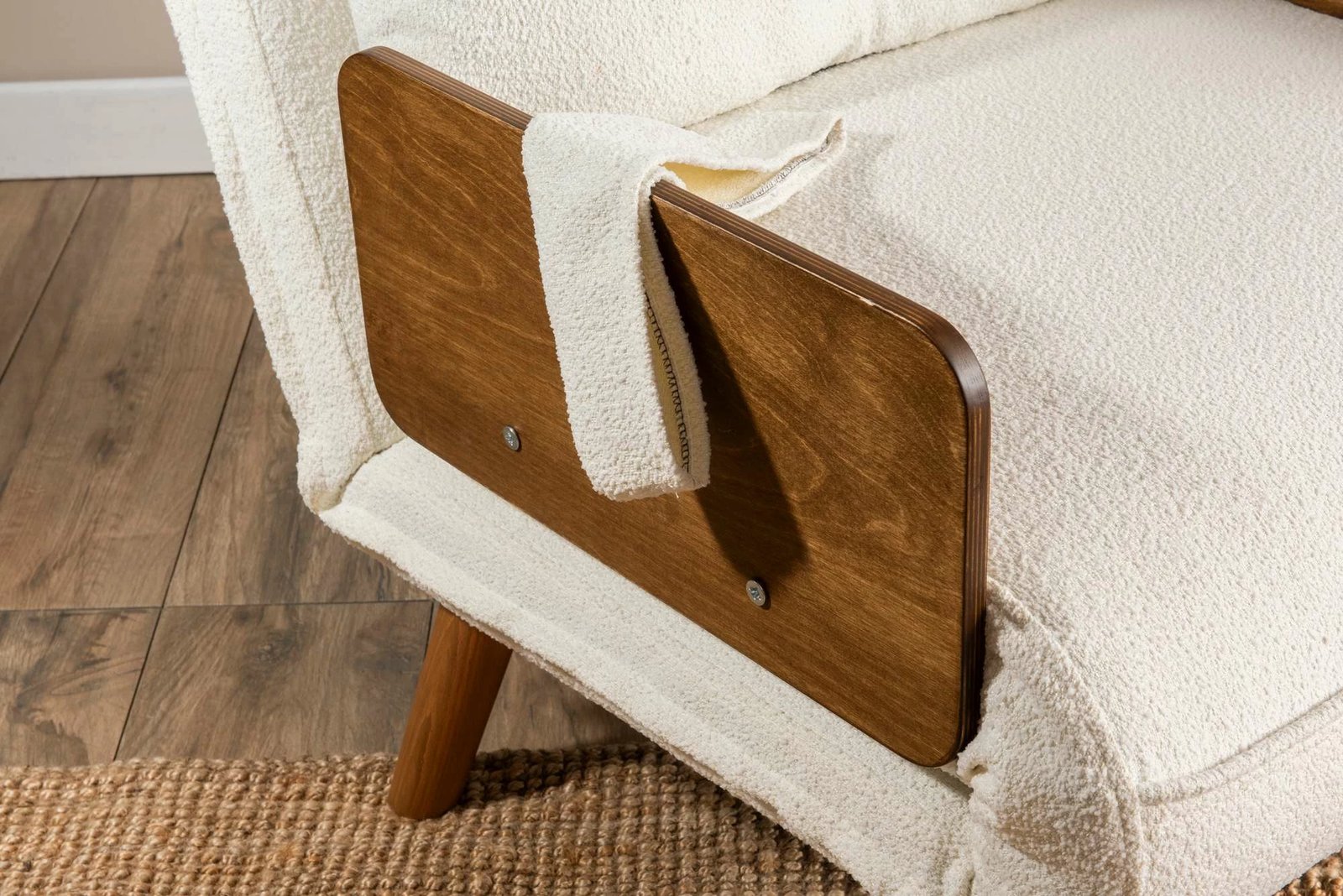 Krevat-karrige një vendës, Atelier del Sofa, Cosmo Single, material teddy, e bardhë