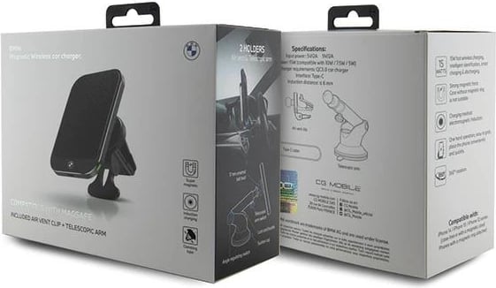 Mbajtës magnetik BMW BMMWCCDTPK MagSafe Signature Edition, 15W, për veturë, i zi