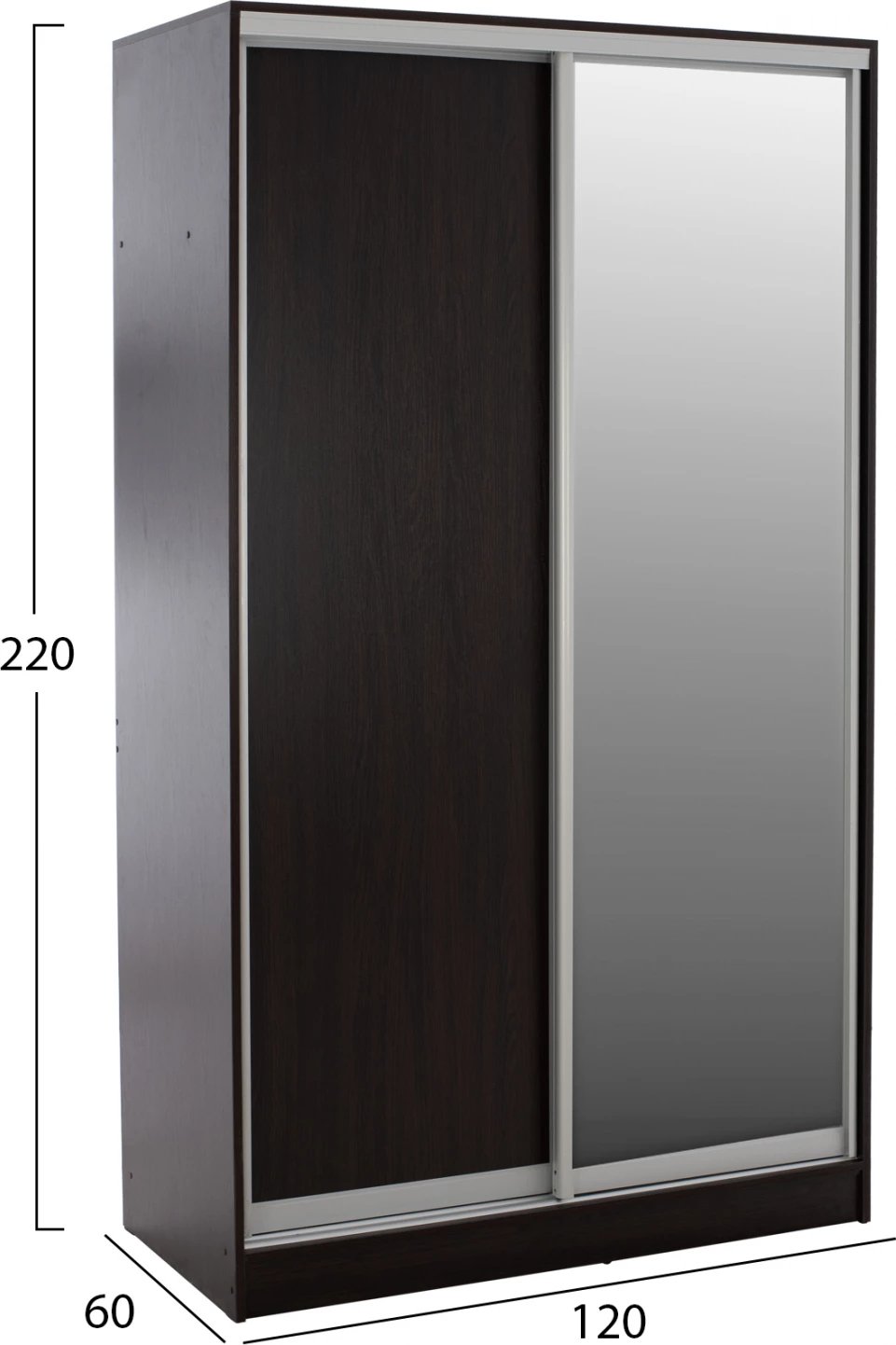 Dollap me dy dyer, me derë rrëshqitëse, ngjyrë wenge, FH2460.02, 120x60x220 cm