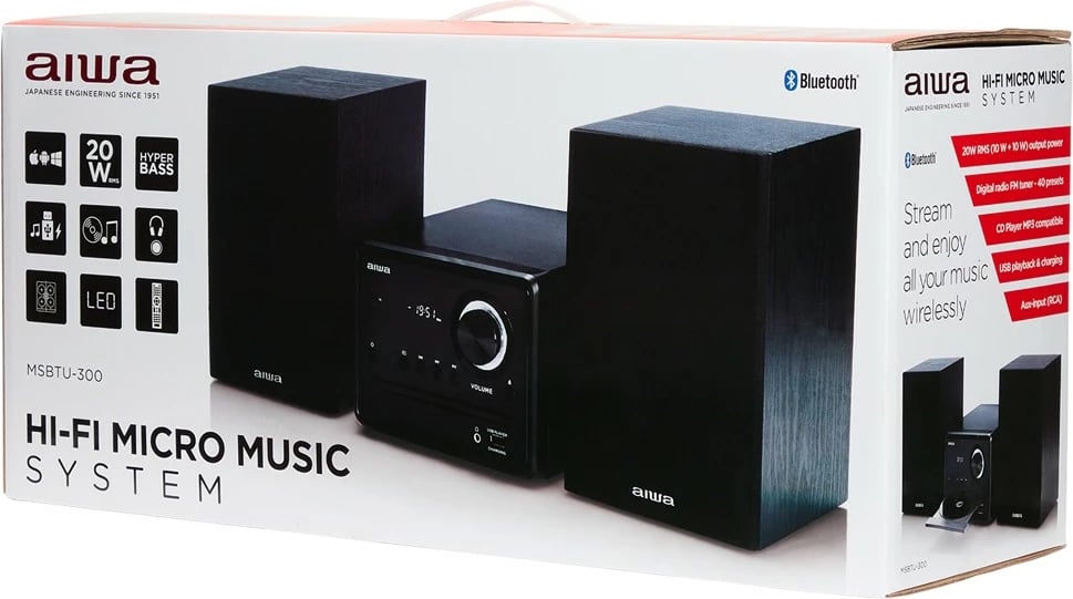 Sistem muzikor Hi-Fi Micro AIWA MSBTU-300, Bluetooth, CD, USB, i zi