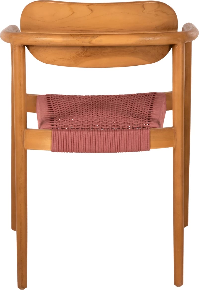 Karrige me krahë OSLO FH9636.06 dru tik natyral dhe litar rozë 55x54x80H cm