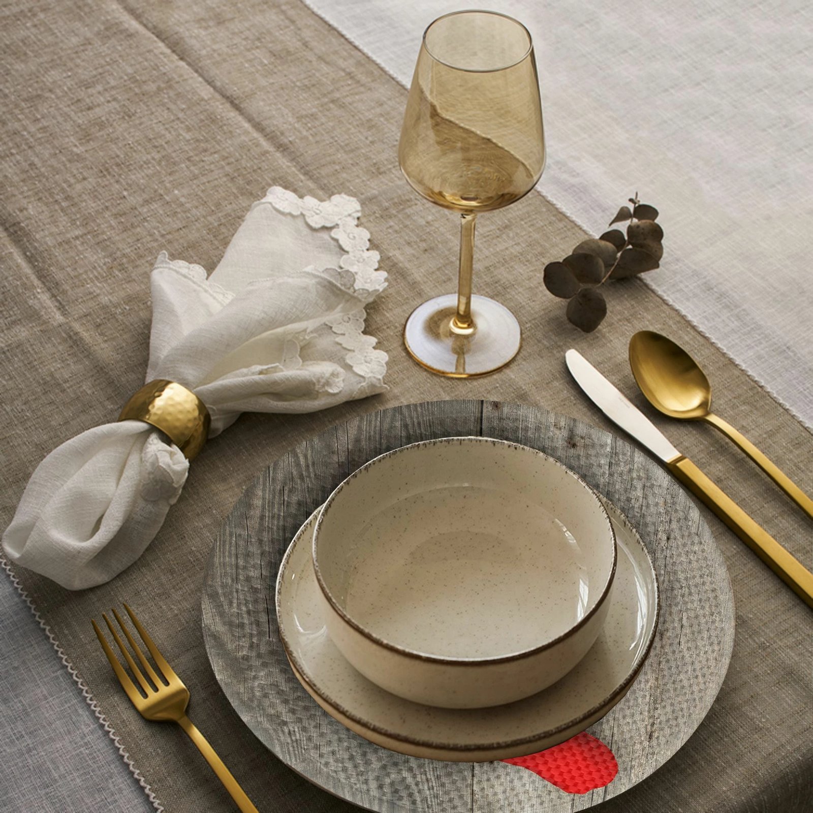 Set 4 copë nënshtrues tavoline Hermia Concept, model festiv, 37cm