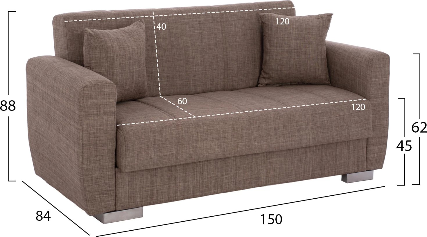 Divan shtrat FH3241.02, 150x84x88cm, bezhë, 2 vendesh