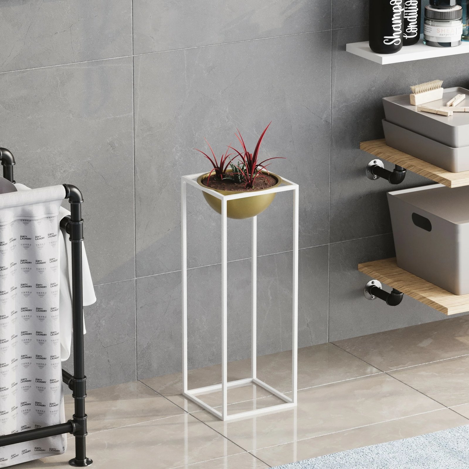 Vazo dekorative, e bardhë dhe ari, GED-021-C