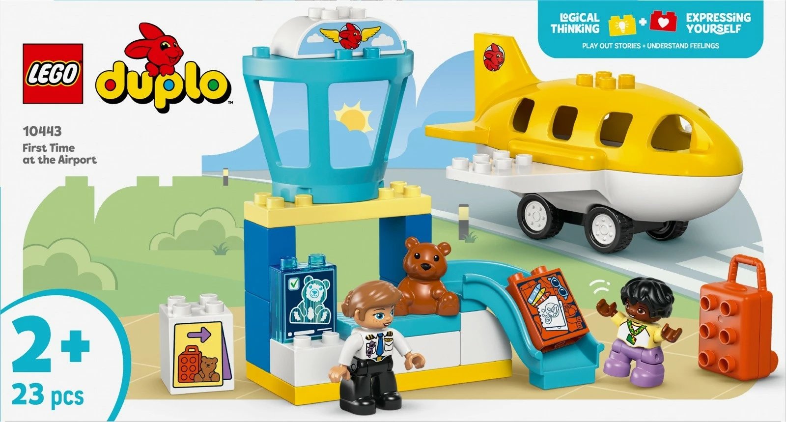 Set lodrash LEGO DUPLO 10443 First Time at the Airport, 23 pjesë, për fëmijë të vegjël Set lodrash LEGO DUPLO 10443 First Time at the Airport, 23 pjesë, për fëmijë të vegjël