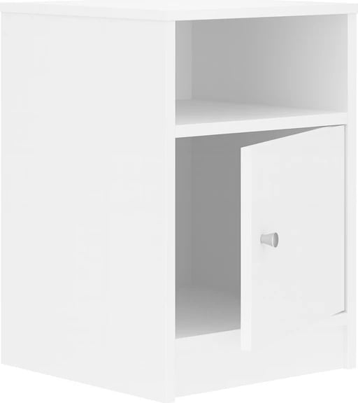 Komodinë anës krevati Foly, me dollap, ngjyrë e bardhë, 40x40x50cm