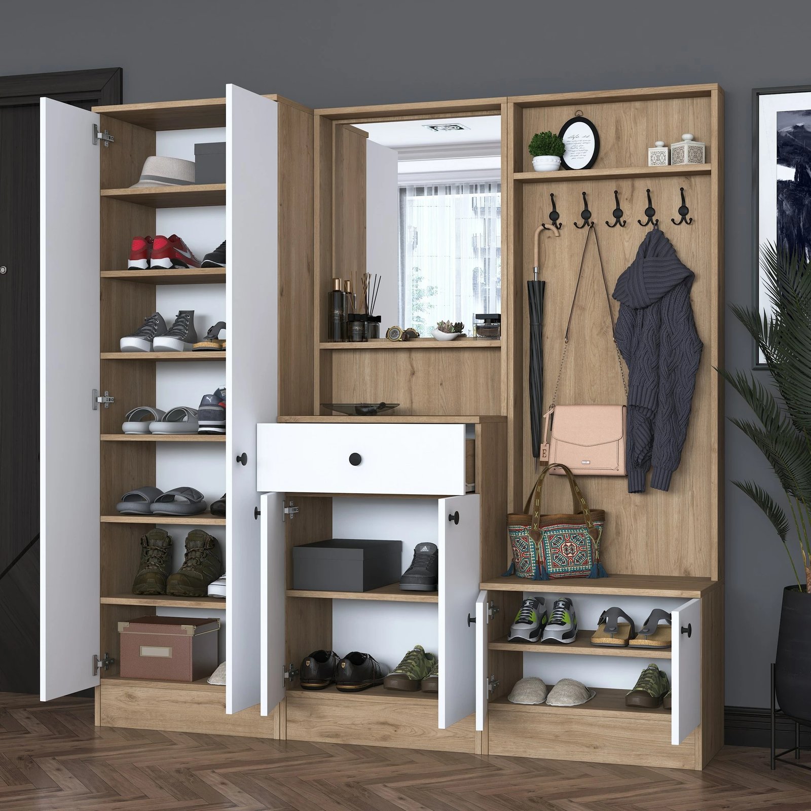 Stendë korridori Skye Decor, ngjyrë arrë dhe e bardhë, P6-M2-2257G