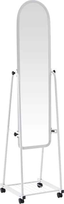 Pasqyrë e lëvizshme Lomna, kornizë plastike, raft hekuri, ngjyrë e bardhë, 38.5x37.5x160cm