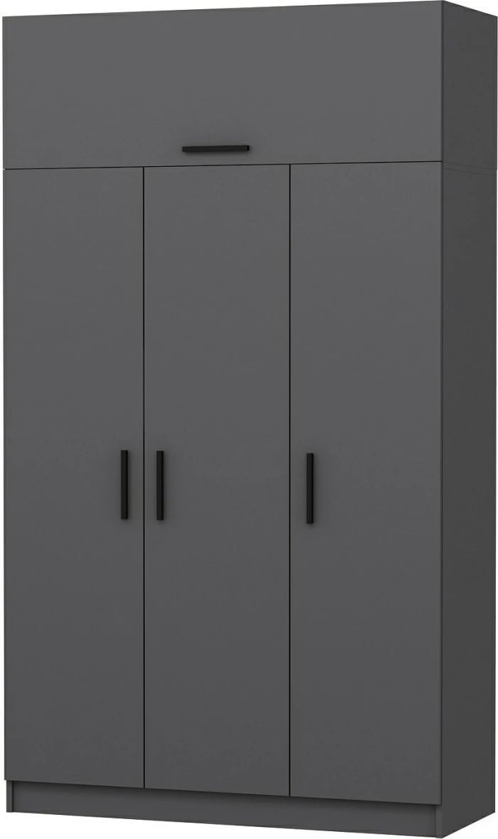 Dollap garderobe Skye Decor, 3 kapakë, 2 sirtarë, anthracite, 255cm
