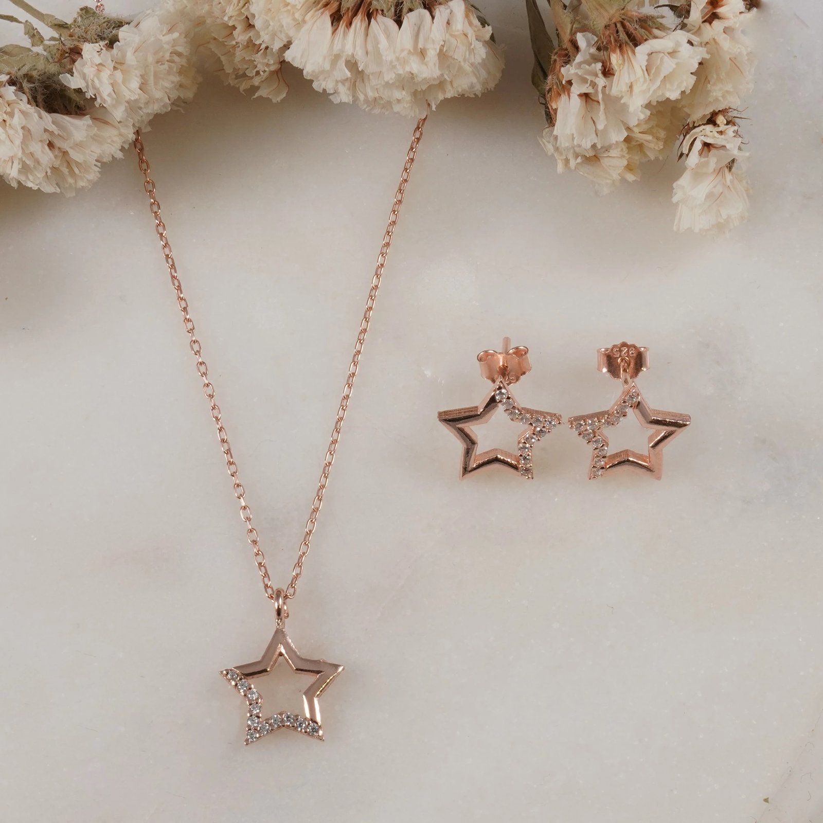 Set varëse dhe vathë argjendi, ngjyrë rozë e artë, Jumeon, 10602YILDIZ