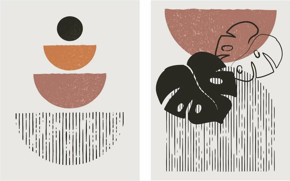 Pikturë dekorative me kornizë MDF (2 copë), Wallity, Mp2-00107, 21x30 cm