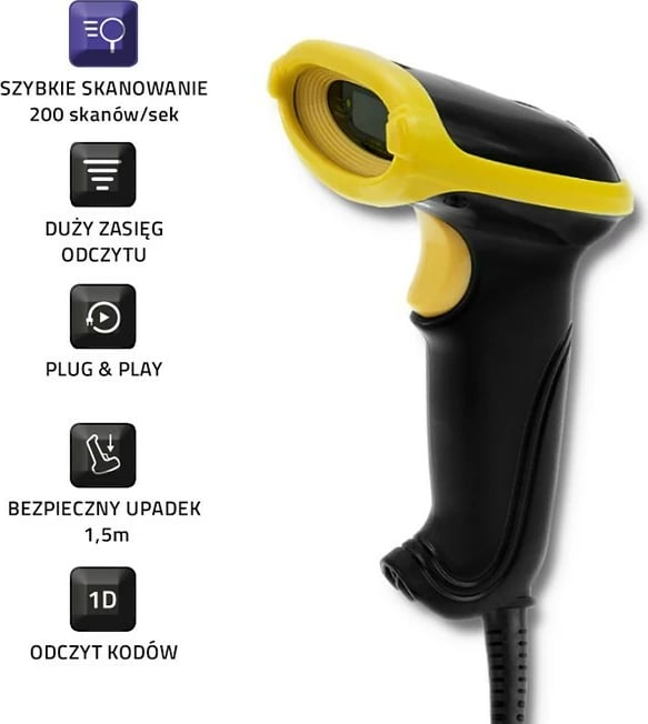 Lexues barkodesh dore Qoltec 50860, USB, i zi/verdhë