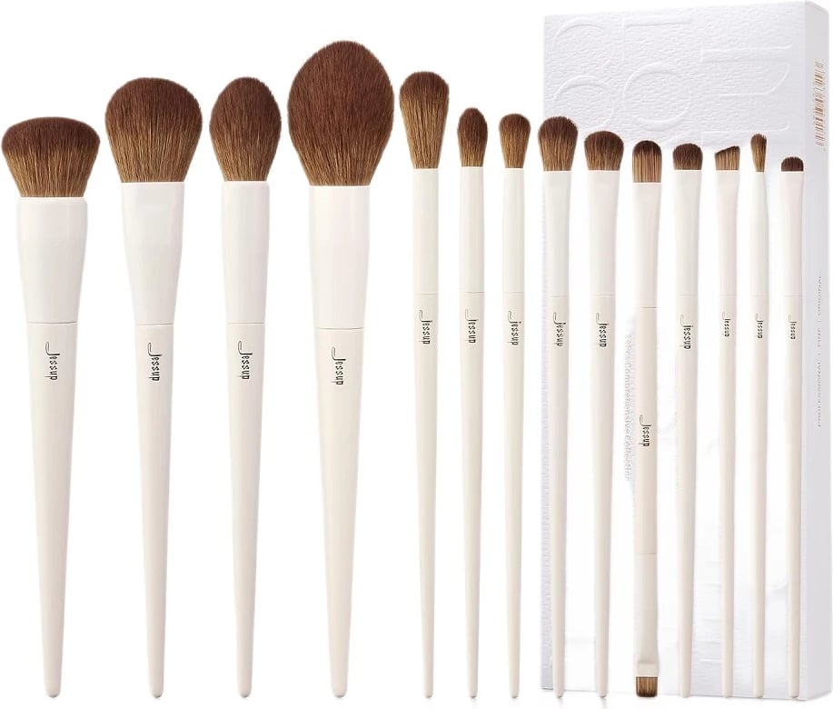 Set furçash për grim JESSUP T329 për femra gri e çelët 14 copë