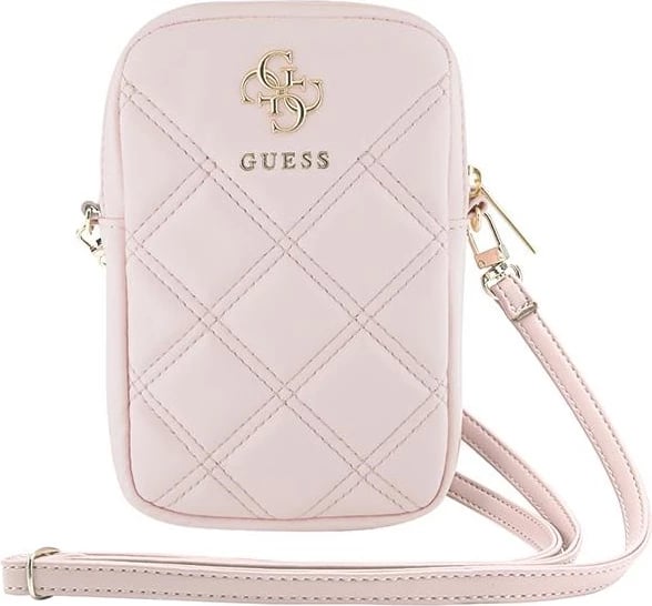 Mbështjellës Guess Zip Quilted 4G për celular, Rozë