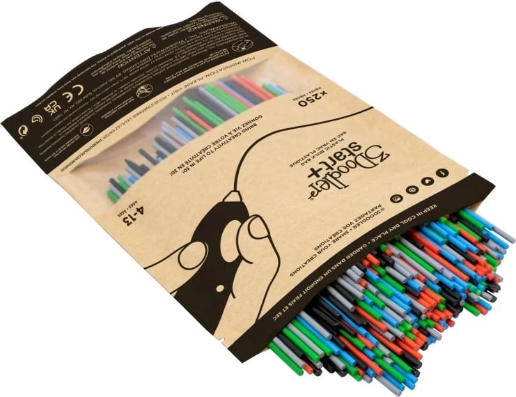 Filamente për 3Doodler Primary Pow Mixed Bag 250, Blu, Gjelbër, Gri, Kuq