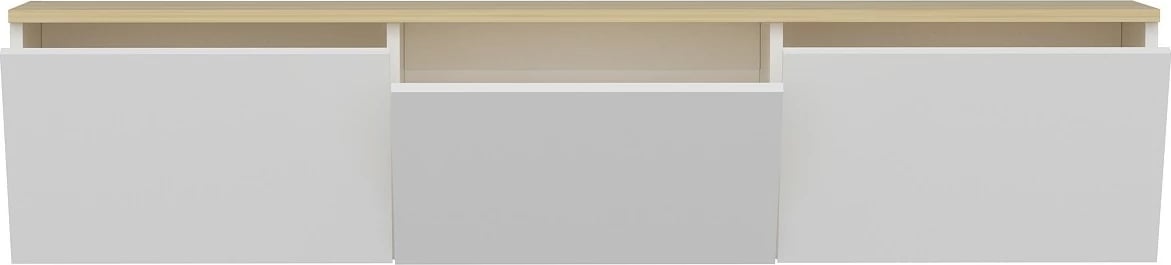 Komodë TV Skye Decor, ngjyrë neon e bardhë dhe lis