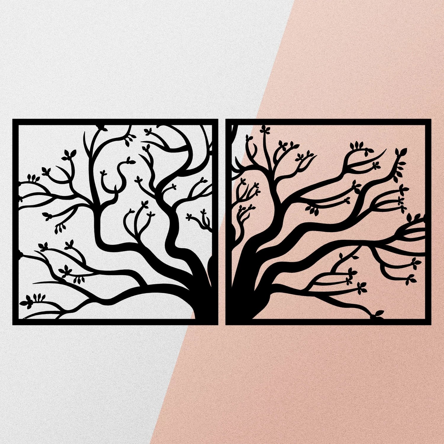 Aksesor dekorativ metalik për mur, Wallity, dekor pemë, ngjyrë e zezë