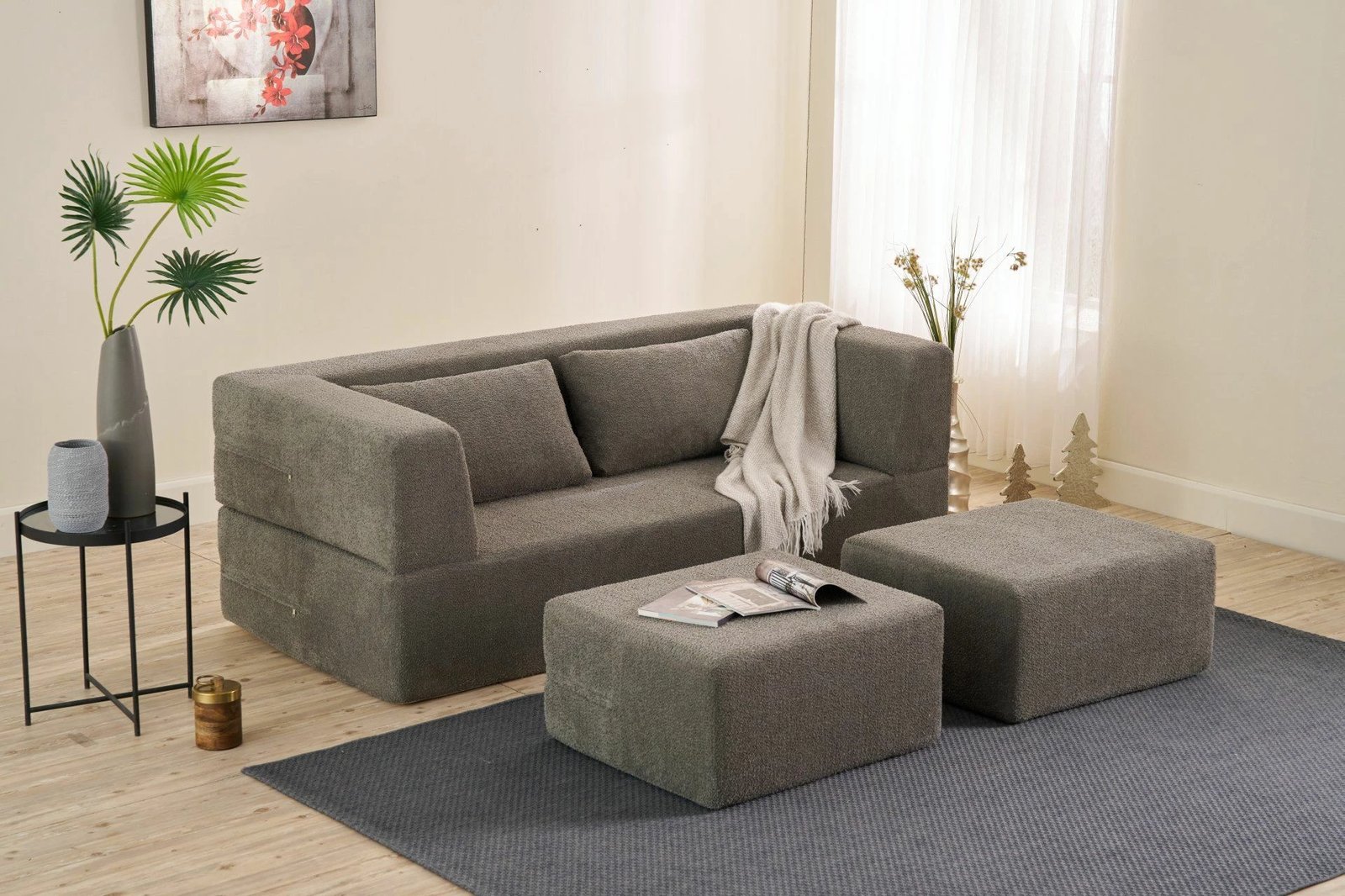 Divan-krevat 2 vendësh, Atelier del Sofa, Pirgos, ngjyrë gri