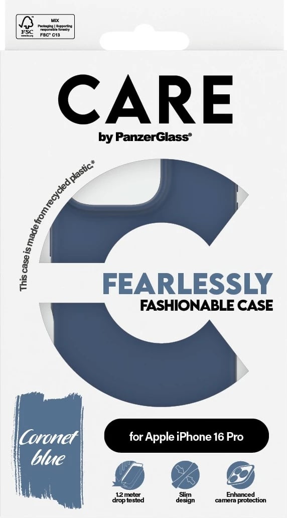 Mbështjellës PanzerGlass CARE Case Fashion Blue për iPhone 16 Pro