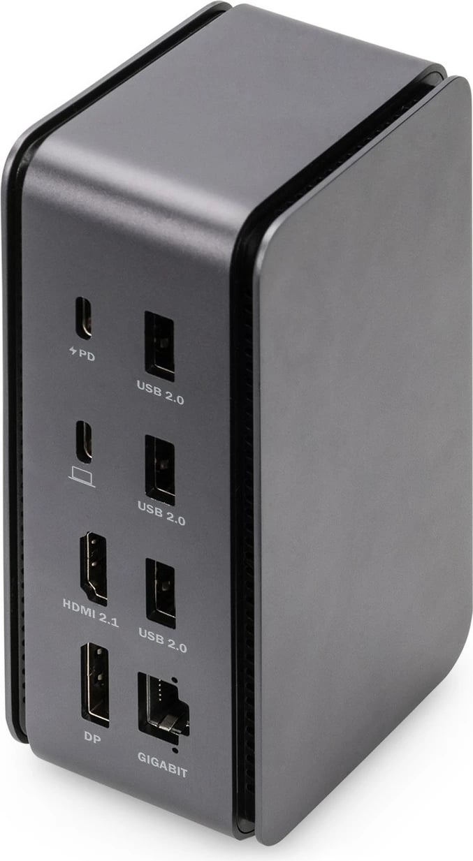 Stacion dokimi Digitus, 1xDP, 1xHDMI, 2xUSB-C, 3xUSB3.2, 3xUSB2.0, 2xLexues kartelash, 1xAudio, 1xRJ45, zi