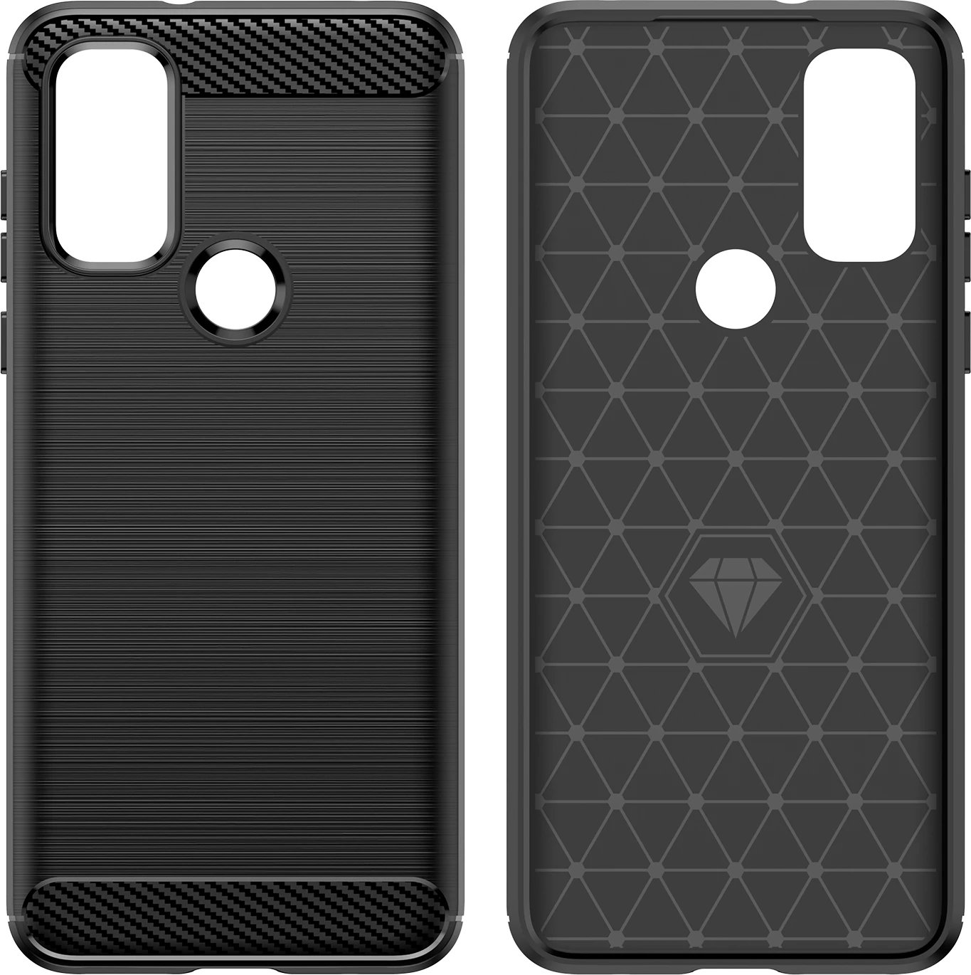 Mbështjellës Hurtel Carbon Case për Motorola Moto G Play 2022, i zi