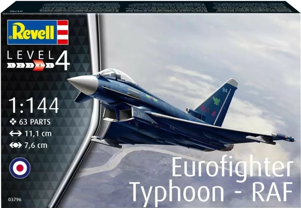 Model plastik avion Eurofighter Typhoon RAF Revell 1:144, 63 pjesë