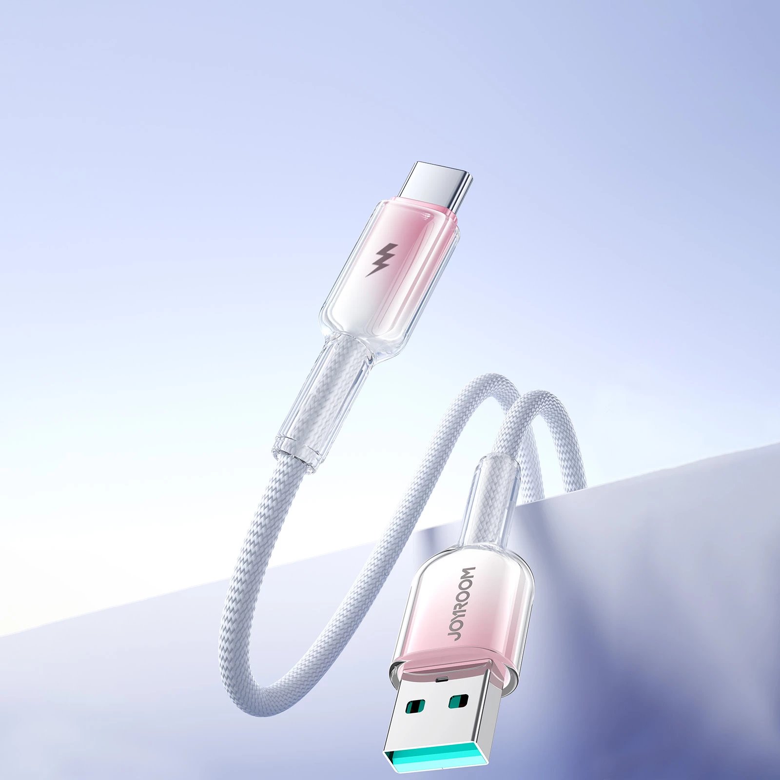 Kabllo Joyroom S-A42 Crystal-Clear Series, USB-A në USB-C, 1.2m, 3A, Bardhë