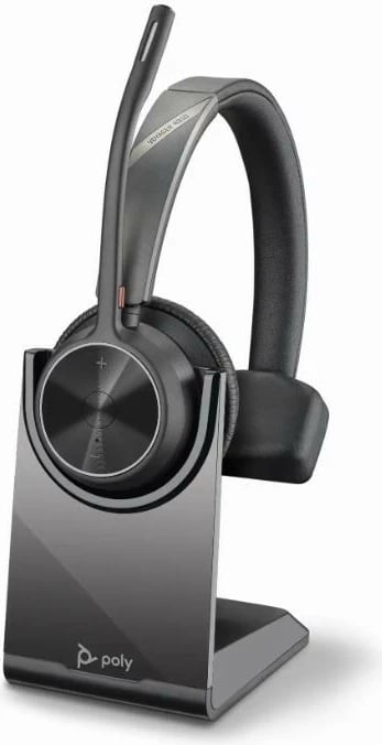 Kufje mono POLY Voyager 4310-MS-Teams me Bluetooth, USB-C, bazë karikimi, e zezë