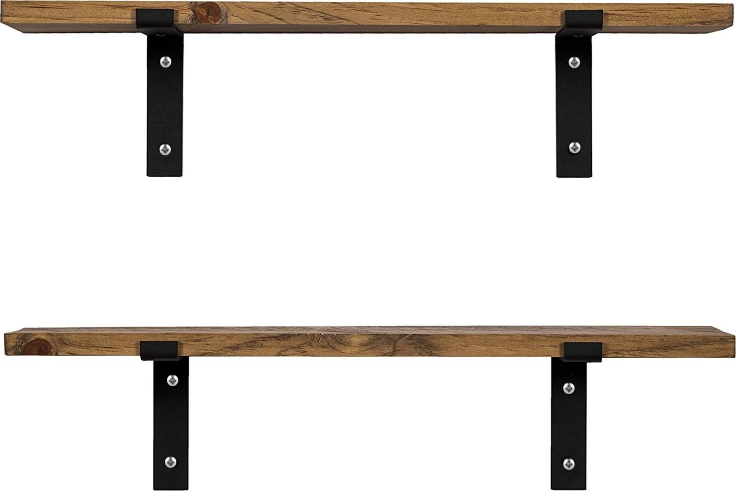 Raft dekorativ prej druri për mur, ngjyrë arre, Hanah Home Lam022 (2 copë)