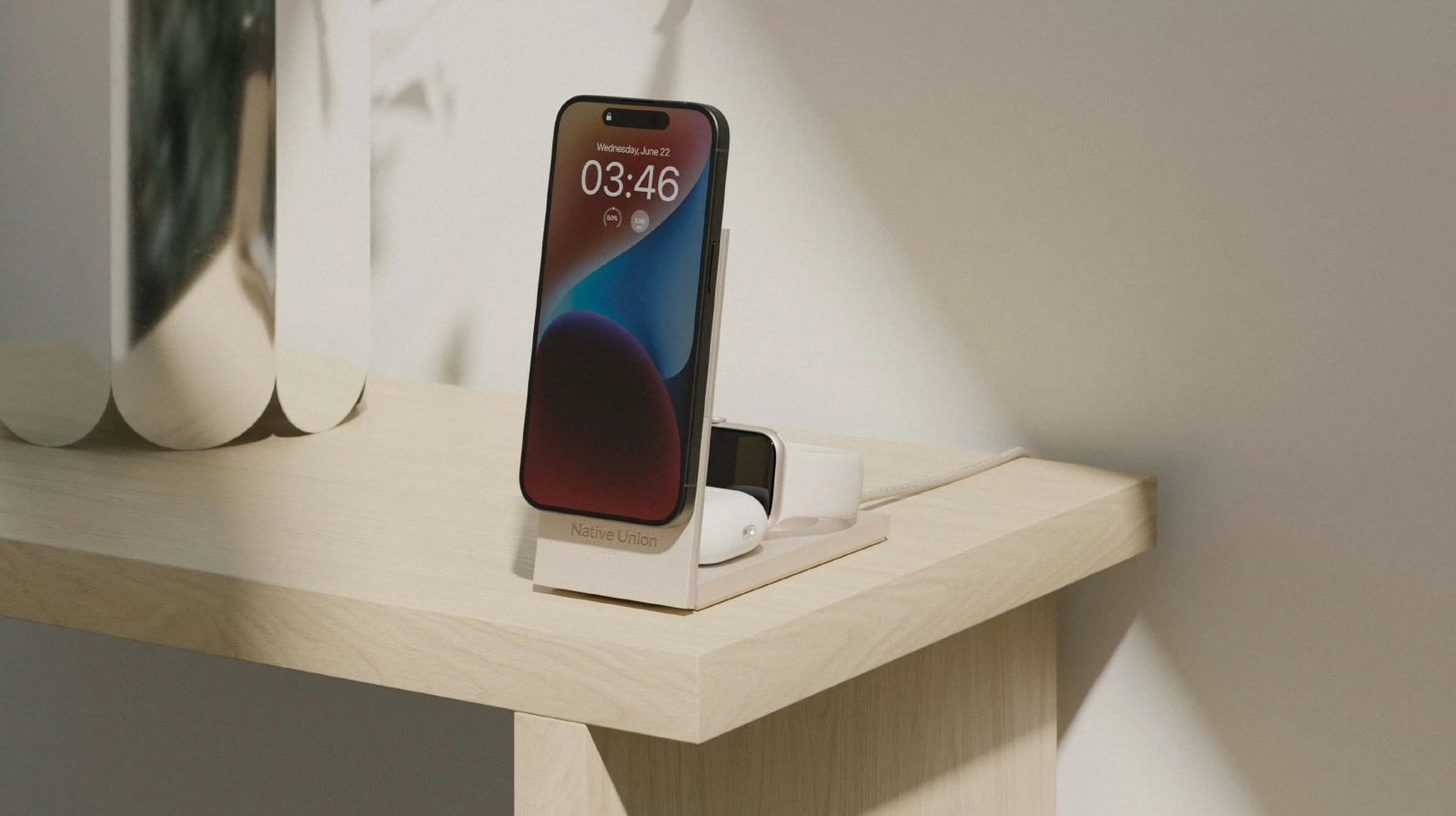 Karikues wireless 3-në-1 Native Union Rise, RS-3IN1-SAN, 2 m, gri e çelët