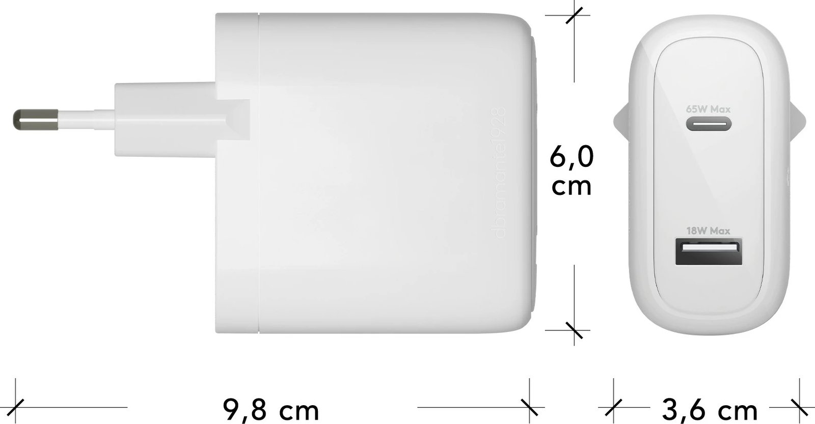 Karikues murit dbramante1928 USB-C 65W+18W, EU, i bardhë