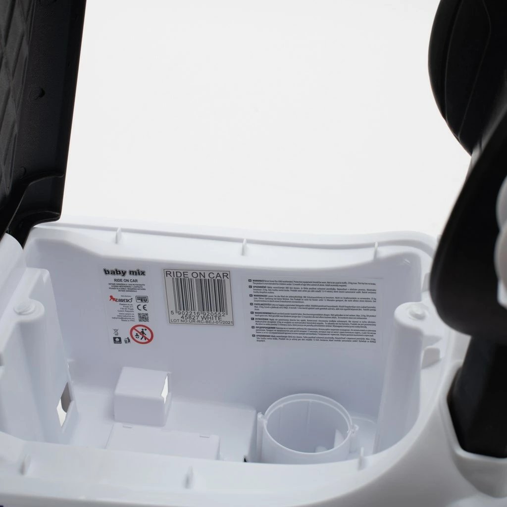 makinë shtytëse për fëmijë, Baby Mix, Police, me panel zanor dhe shufër drejtimi, 12m+, ngarkesë 25 kg, e bardhë