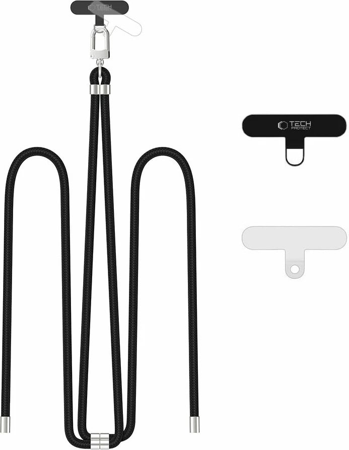 Rrip crossbody për celular Tech-Protect C7S, i zi, me 2 adapterë