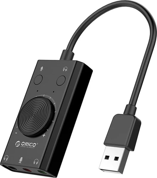 Kartë zanore e jashtme Orico SC2, USB-A, 3 porta audio, e zezë
